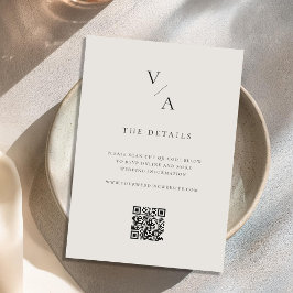 Tarjeta De Recepción Elegante Monograma moderno negro y Boda de marfil