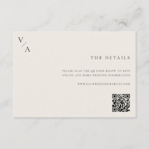 Tarjeta De Recepción Elegante Monograma moderno negro y Boda de marfil