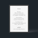 Tarjeta De Recepción Elegante Monograma negro y blanco Boda moderno<br><div class="desc">Tarjetas de gabinete boda modernas con un diseño limpio con fuentes serif y script.</div>