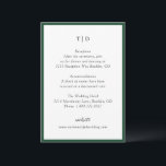 Tarjeta De Recepción Elegante Monograma Verde Esmeralda Boda moderno<br><div class="desc">Tarjetas de gabinete boda modernas con un diseño limpio con fuentes serif y script.</div>