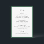 Tarjeta De Recepción Elegante Monograma Verde Esmeralda Boda moderno<br><div class="desc">Tarjetas de gabinete boda modernas con un diseño limpio con fuentes serif y script.</div>