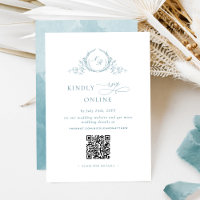Elegante Monograma Vidrio de Mar RSVP Código QR en