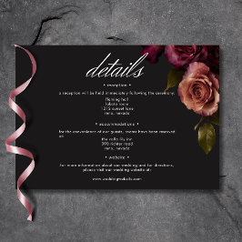 Tarjeta De Recepción Elegante Moody Amueblado Rust & Burgundy Floral De