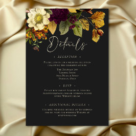 Tarjeta De Recepción Elegante Moody Jewel Vintage Boda Floral