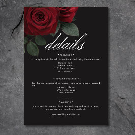 Tarjeta De Recepción Elegante Moody Sangre Rojo Roses Detalles Florales