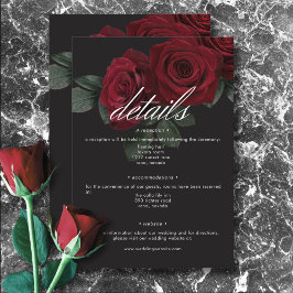 Tarjeta De Recepción Elegante Moody Sangre Rojo Roses Detalles Florales