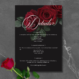 Tarjeta De Recepción Elegante Moody Sangre Rojo Roses Detalles Florales