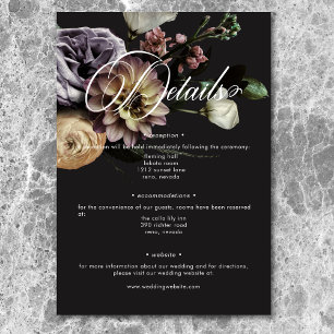 Tarjeta De Recepción Elegante Moody Twilight Muted Floral Details