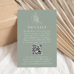 Tarjeta De Recepción Elegante Moon Sage Green Boda Detalles del código