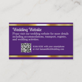 Tarjeta De Recepción Elegante morado oscuro y oro