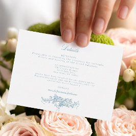 Tarjeta De Recepción Elegante mosaico floral azul y blanco