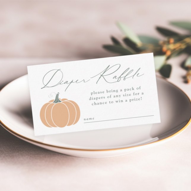 Tarjeta De Recepción Elegante Naranja Calabaza Baby Shower Diaper Raffl (Elegant orange pumpkin diaper raffle baby shower invitation enclosure cards.)