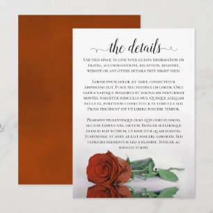Tarjeta De Recepción Elegante Naranja de óxido Rosa romántico detalles