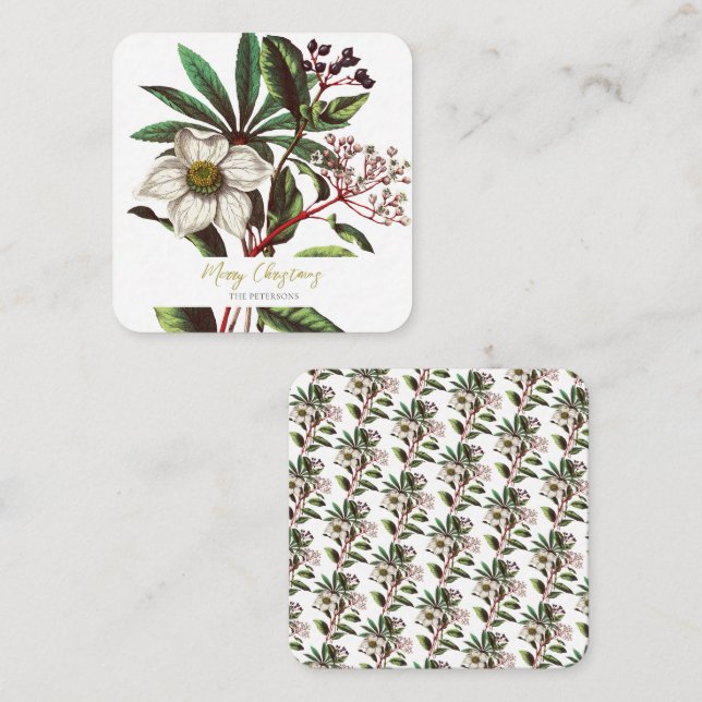 Tarjeta De Recepción Elegante Navidades botánicos de época Rosa Flor (Anverso / Reverso)
