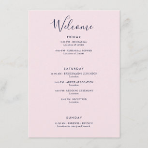 Tarjeta De Recepción Elegante navío rosado moderno de bienvenida a Itin