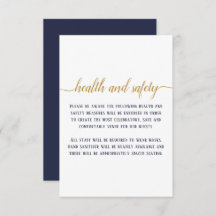 Elegante Navy Gold Script Boda Seguridad de la sal