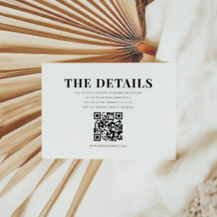 Tarjeta De Recepción Elegante negrita Boda de detalles de código QR mod