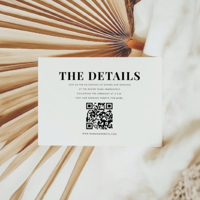Tarjeta De Recepción Elegante negrita Boda de detalles de código QR mod (Subido por el creador)