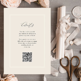 Tarjeta De Recepción Elegante Neutral Moderno Boda Detalles Código QR