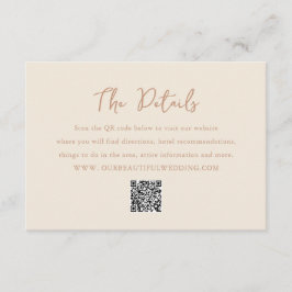 Tarjeta De Recepción Elegante Neutrales Terrestres QR Código Boda moder