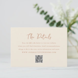 Tarjeta De Recepción Elegante Neutrales Terrestres QR Código Boda moder