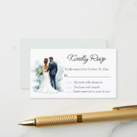 elegante novia y novio acuarela rsvp boda