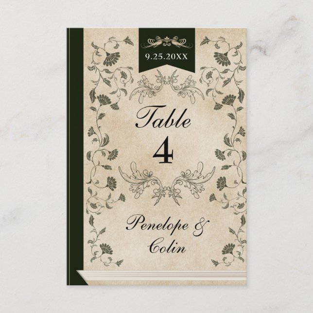 Tarjeta De Recepción Elegante número de tabla Boda de la cubierta del l (Anverso)