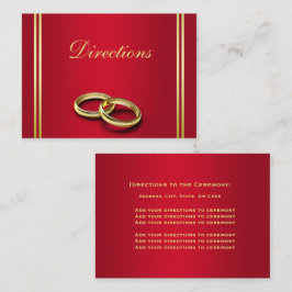 Tarjeta De Recepción Elegante oro y rojo, Boda de anillos Bodas