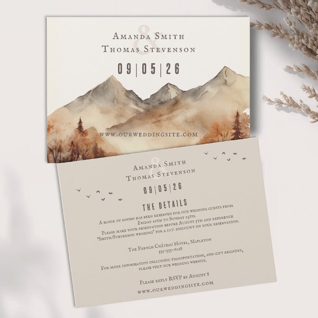 Tarjeta De Recepción Elegante paisaje montañoso de otoño rústico para b (Subido por el creador)