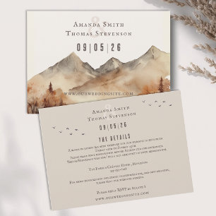 Tarjeta De Recepción Elegante paisaje montañoso de otoño rústico para b