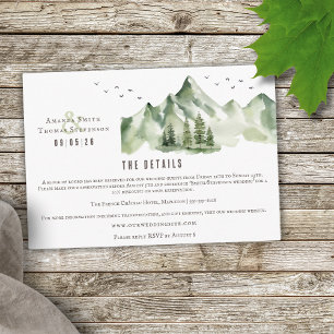 Tarjeta De Recepción Elegante paisaje sereno de montaña verde código QR