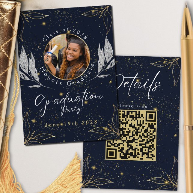 Tarjeta De Recepción Elegante Partido de Graduación de Oro de la Marina (Subido por el creador)