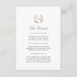 Tarjeta De Recepción Elegante Peach Floral Garden Bodas Detalles Insert