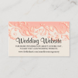 Tarjeta De Recepción Elegante Peach Floral Swirl - Sitio Web Boda