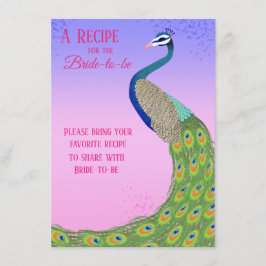 Tarjeta De Recepción Elegante Peacock Bridal Shower Comparte Una Receta