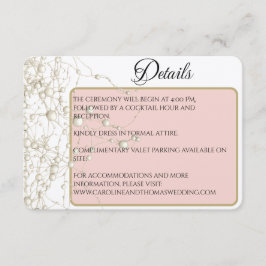 Tarjeta De Recepción Elegante Pearl Gold Script Boda Perlas románticas