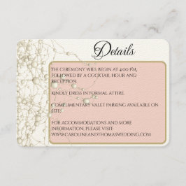 Tarjeta De Recepción Elegante Pearl Gold Script Boda Perlas románticas