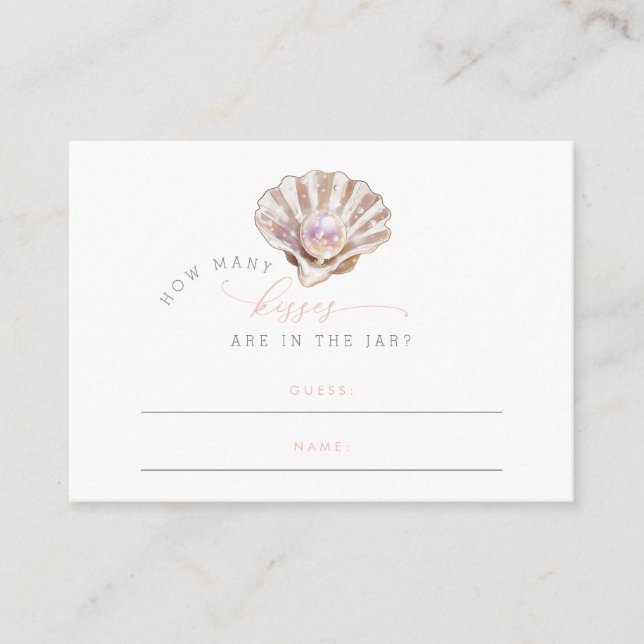Tarjeta De Recepción Elegante Perla Pequeña Cuántos Besos Baby Shower (Anverso)