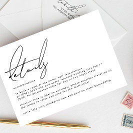 Tarjeta De Recepción Elegante Personalizado  blanco Boda negro detalles