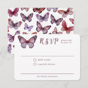 Tarjeta De Recepción Elegante PERSONALIZADO Boda de mariposas RSVP