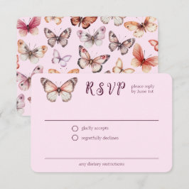 Tarjeta De Recepción Elegante PERSONALIZADO Boda de mariposas RSVP