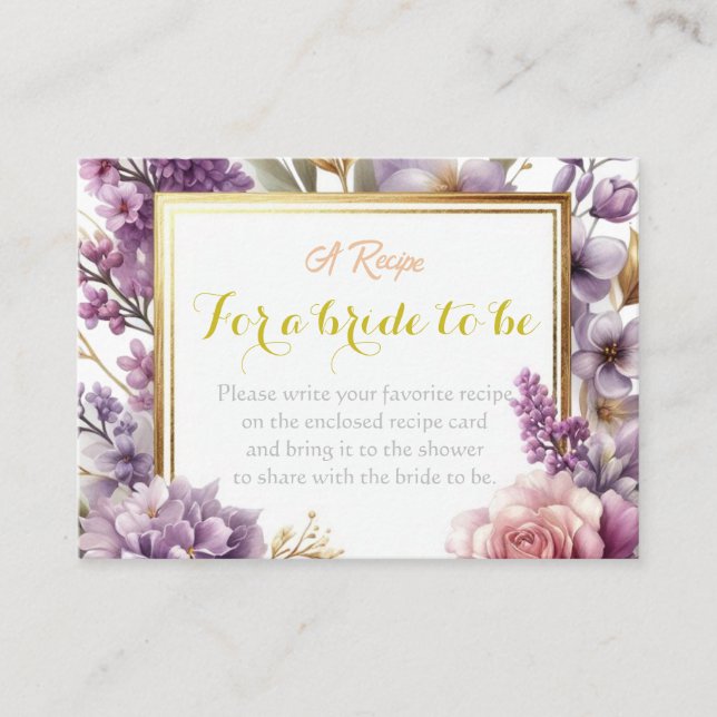 Tarjeta De Recepción Elegante Personalizado de Flor Silvestre Lavender (Anverso)