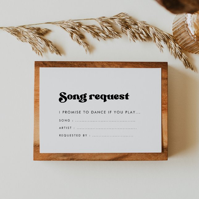 Tarjeta De Recepción Elegante petición de canción retro en blanco y neg (Subido por el creador)