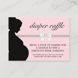 Tarjeta De Recepción Elegante Pink Tiffany Diaper Raffle Baby Shower