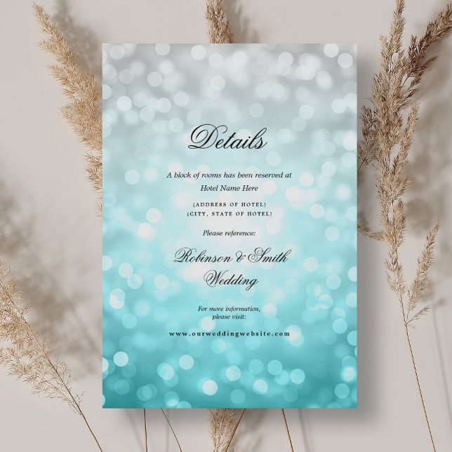 Tarjeta De Recepción Elegante playa Ombre Bokeh Luces Bodas Detalles (Elegant Beach Ombre Bokeh Lights Wedding Details Enclosure Card)
