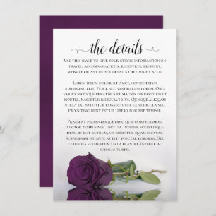 Tarjeta De Recepción Elegante Plum Purple Romántico Rosa Boda Detalles