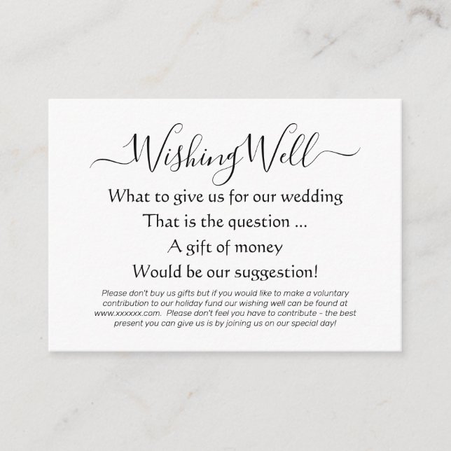 Tarjeta De Recepción Elegante poema de Wshing Well Contribution (Anverso)