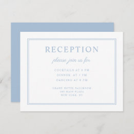 Tarjeta De Recepción Elegante Powder Blue Script Wedding