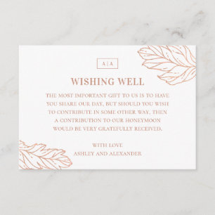 Tarjeta De Recepción Elegante pozo de deseos botánico simple para boda