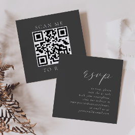Tarjeta De Recepción Elegante presupuesto guion gris boda código QR RSV